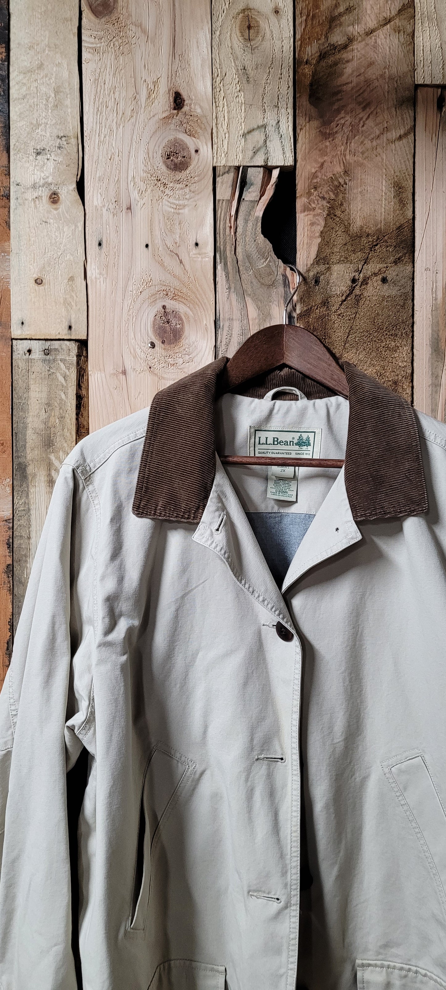 Cream L.L.Bean Lined Barn Coat - 2XL