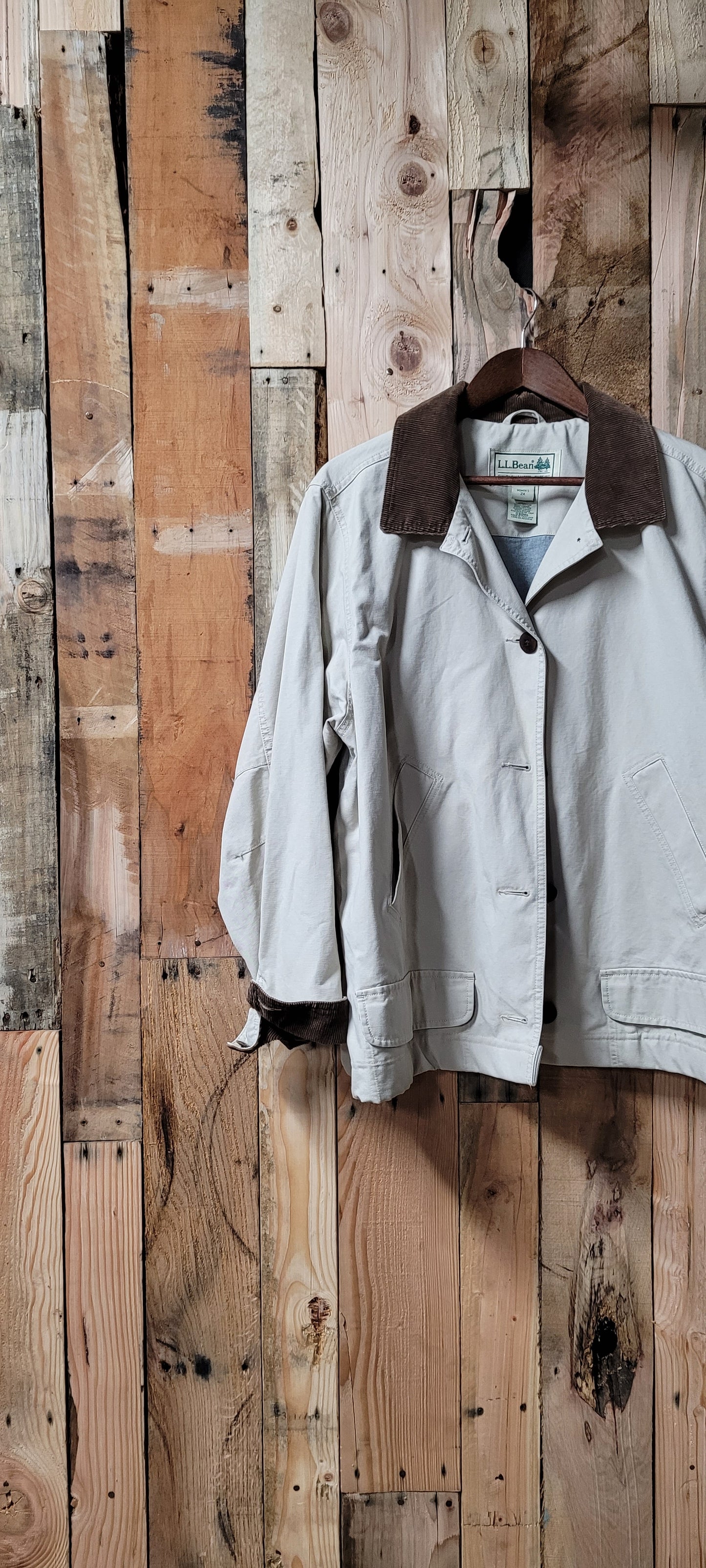 Cream L.L.Bean Lined Barn Coat - 2XL