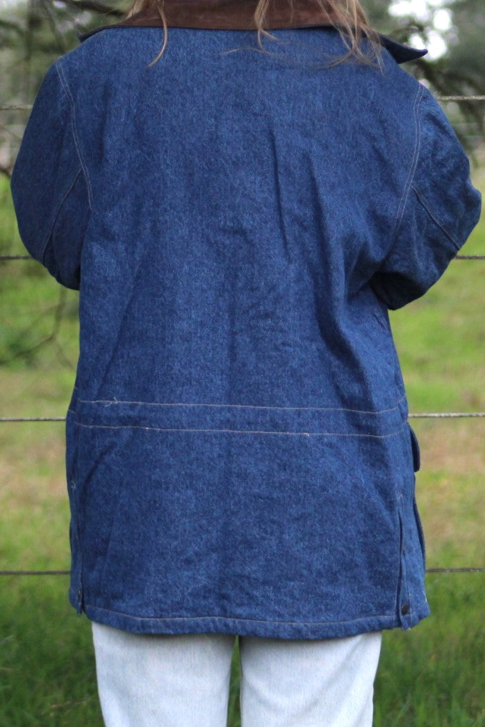 Heavy Duty Lined Denim Chore Coat - Size Large
