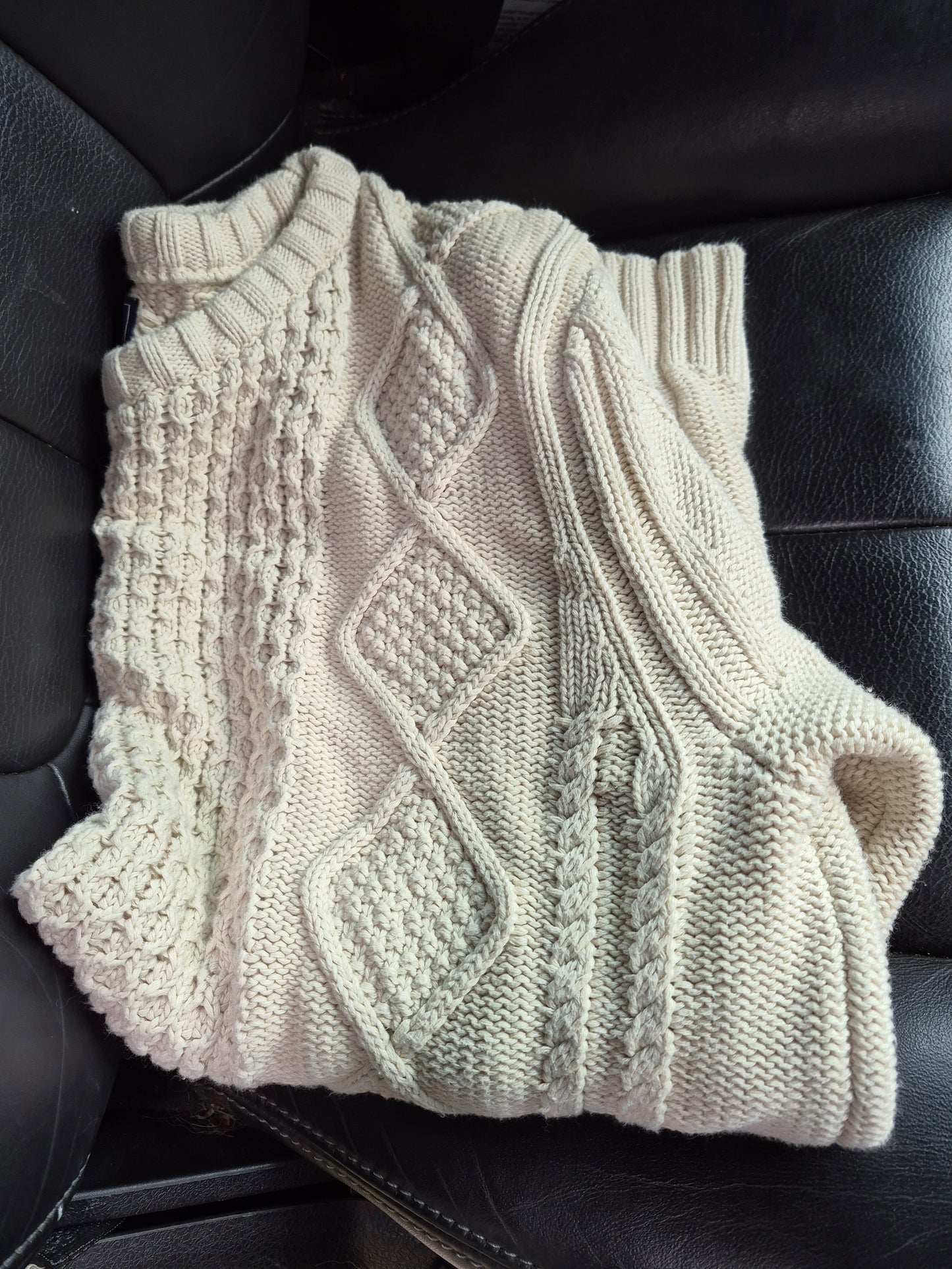 Vintage 100% Cotton Cable-Knit Sweater From Maine, USA - Size Large
