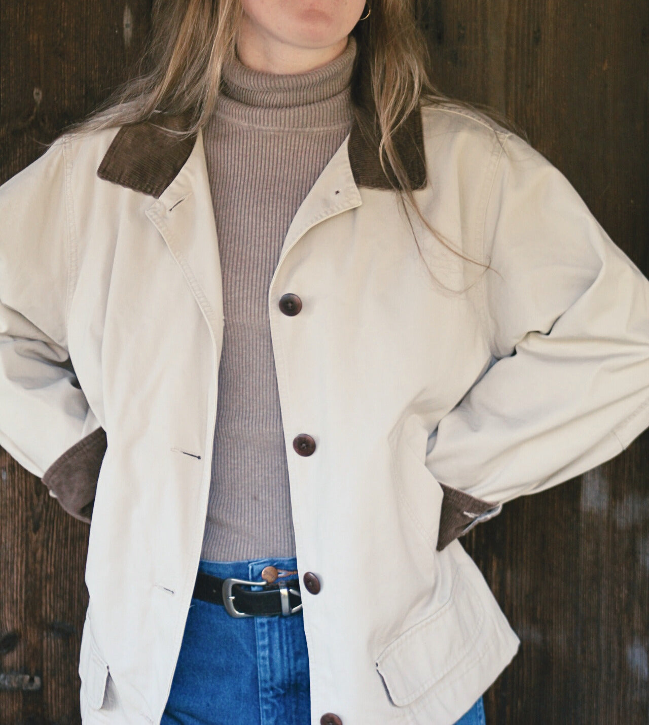 Cream L.L.Bean Lined Barn Coat - 2XL
