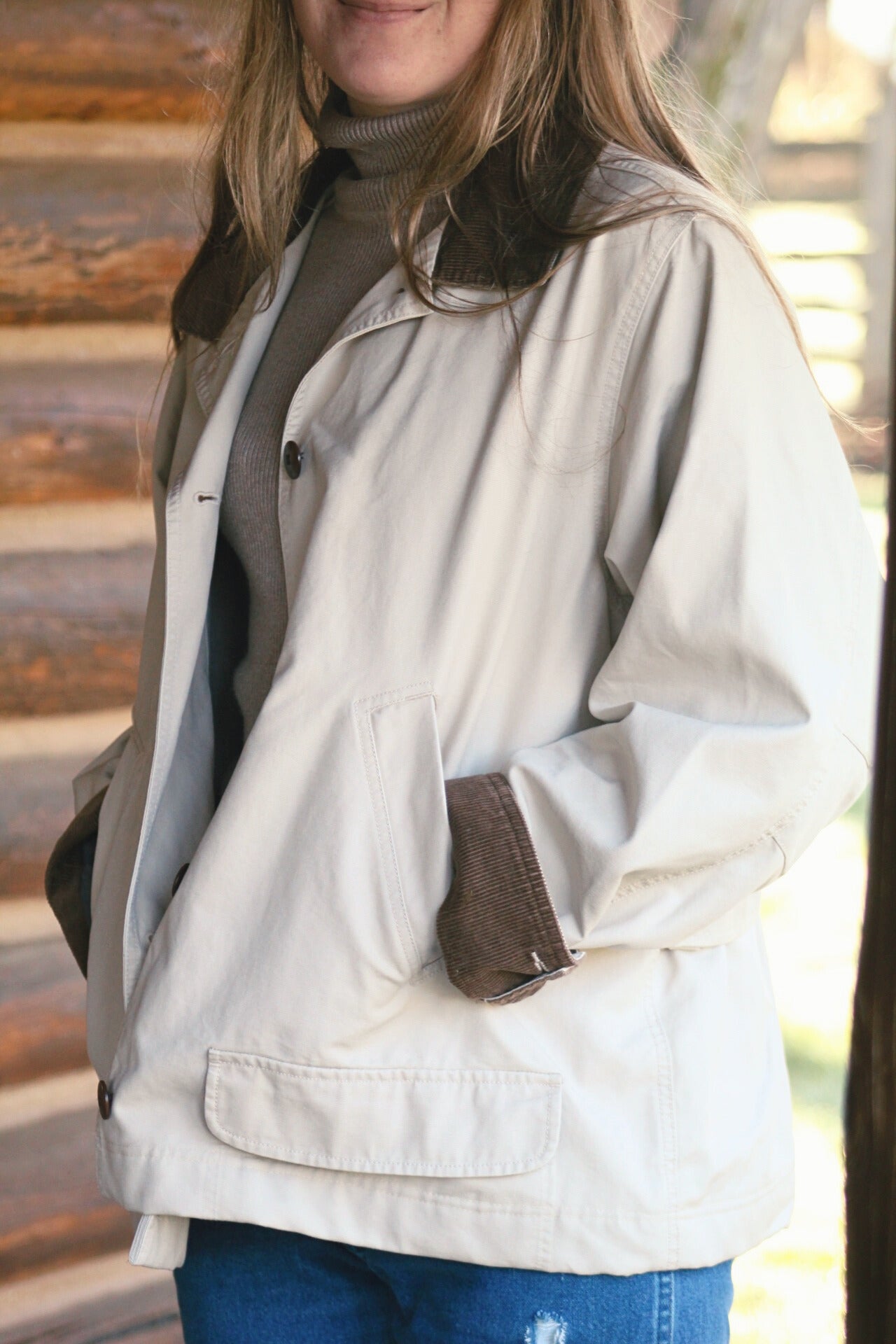 Cream L.L.Bean Lined Barn Coat - 2XL