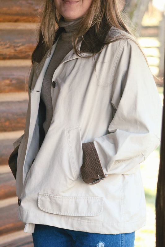 Cream L.L.Bean Lined Barn Coat - 2XL