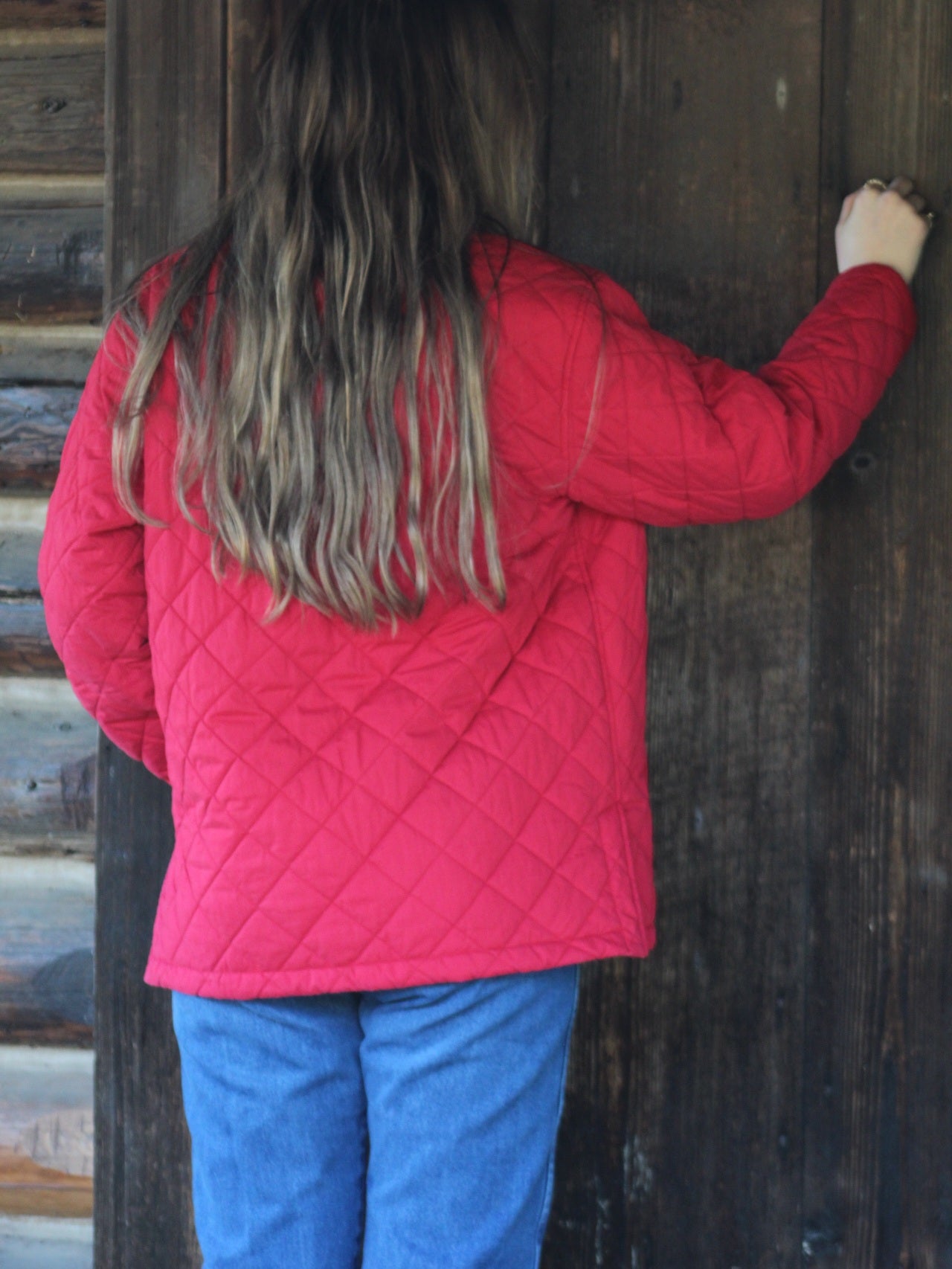 Red Quilted L.L.Bean Barn Chore Coat - Size Large