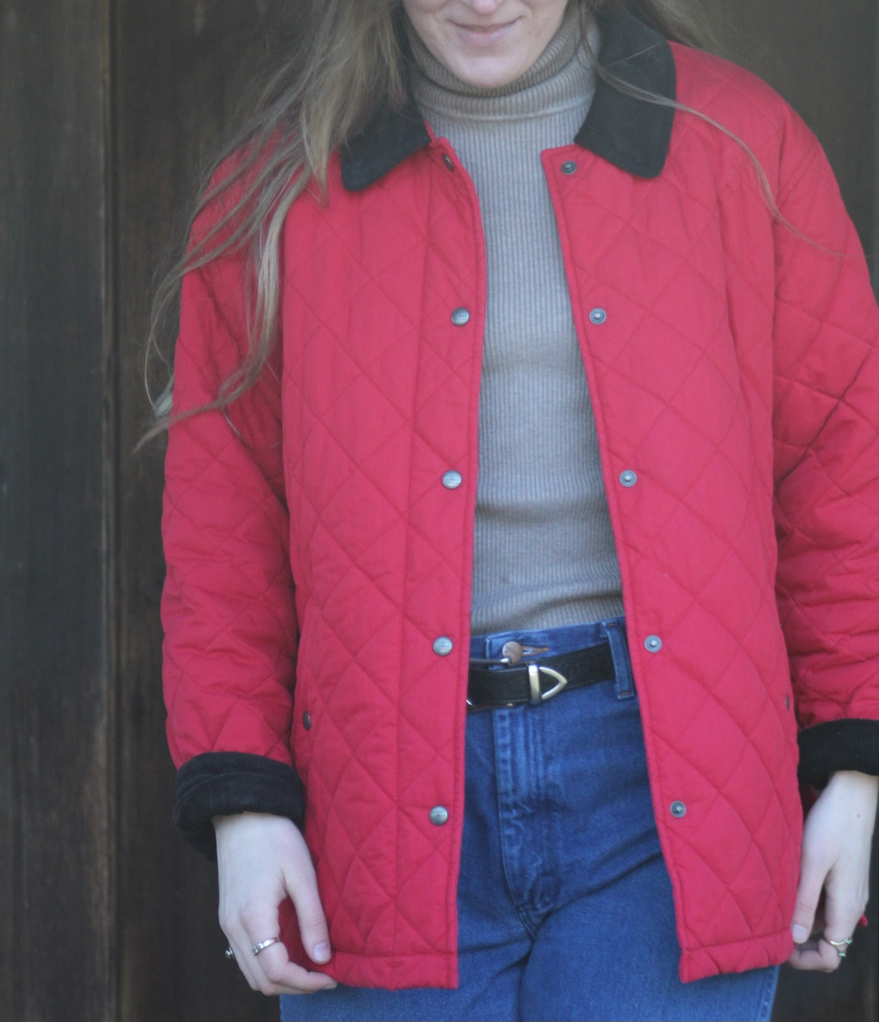Red Quilted L.L.Bean Barn Chore Coat - Size Large