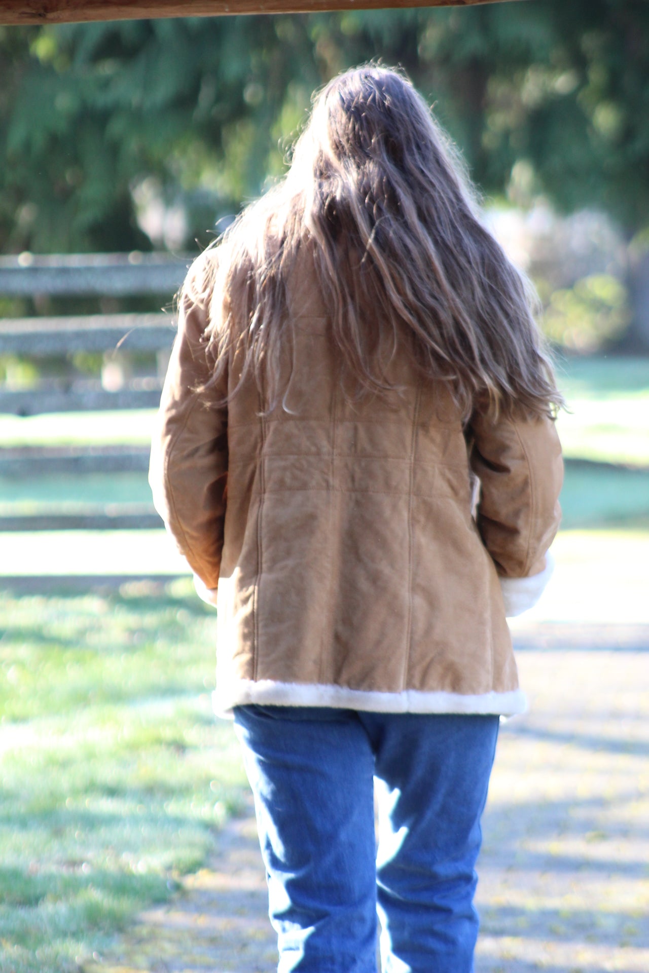 Vintage 100% Leather Faux Shearling-Lined Jacket - Size Large