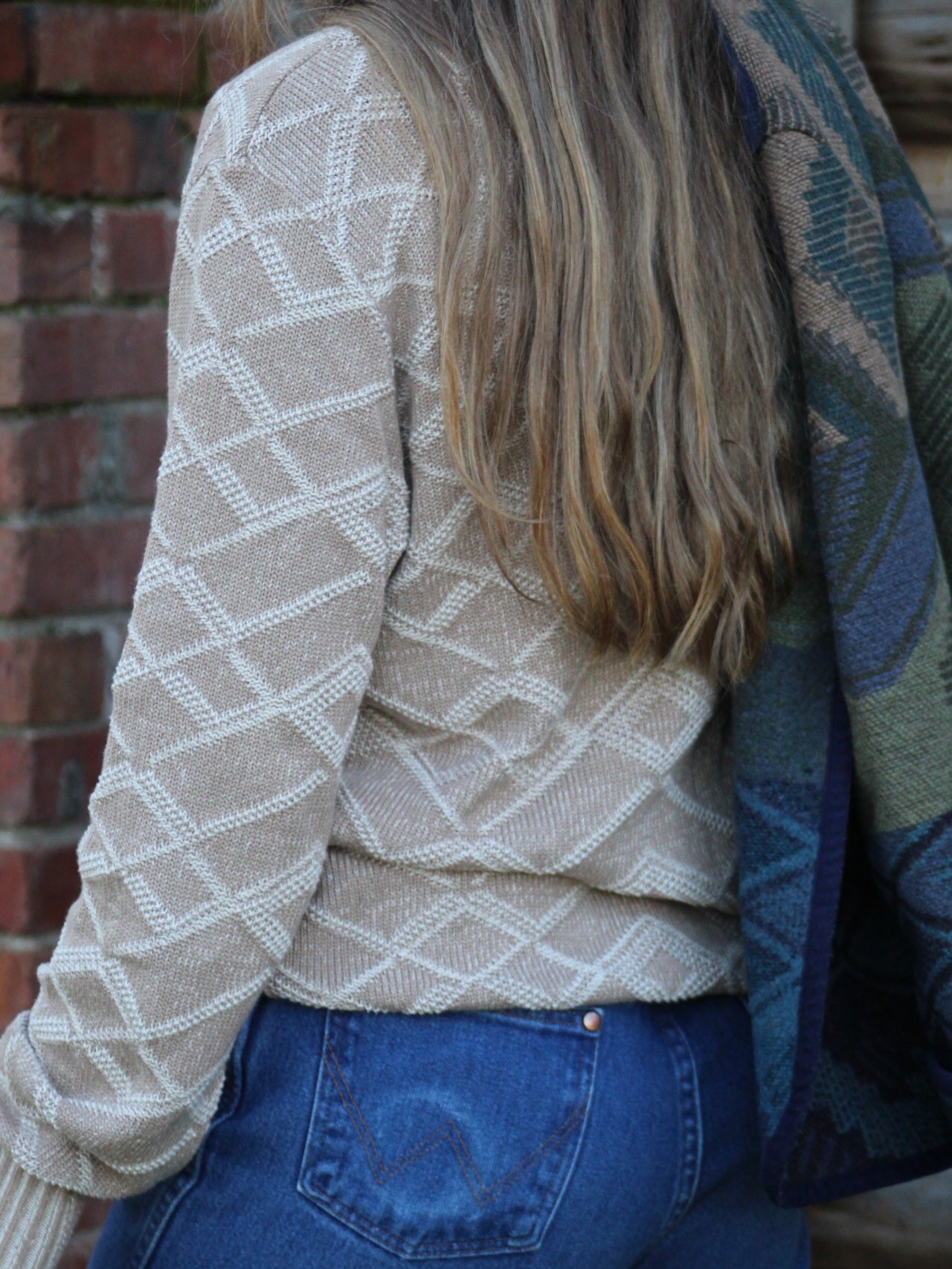 Vintage MADE IN USA 100% Cotton Geometric Knit Sweater - Size Large