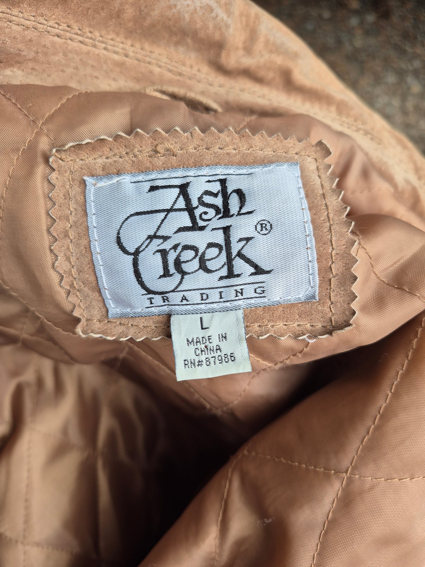 Vintage Tan Suede Jacket w/ Quilted Lining - Size Large